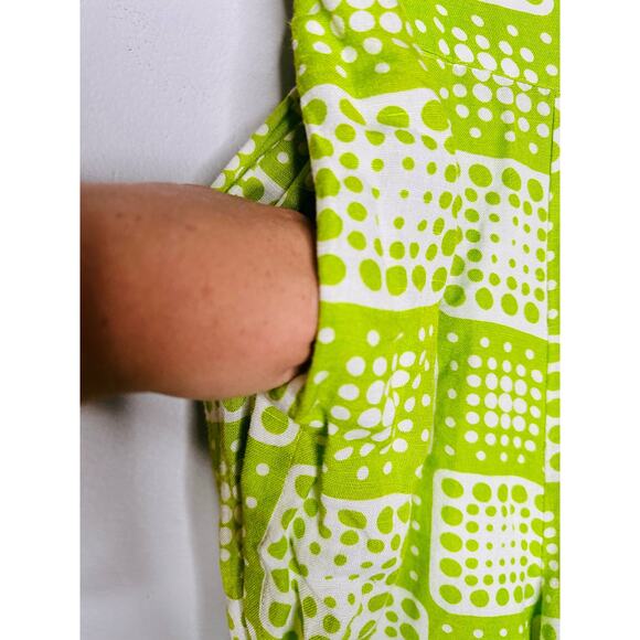 THE ODELLS Neon Green Tropical Linen Blend Loose Wide Leg Anna Pant Size Small - Picture 8 of 14